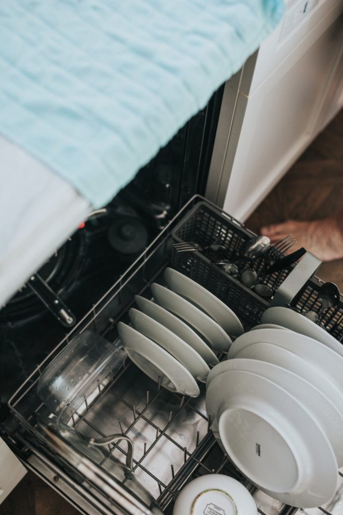 Loading a dishwasher